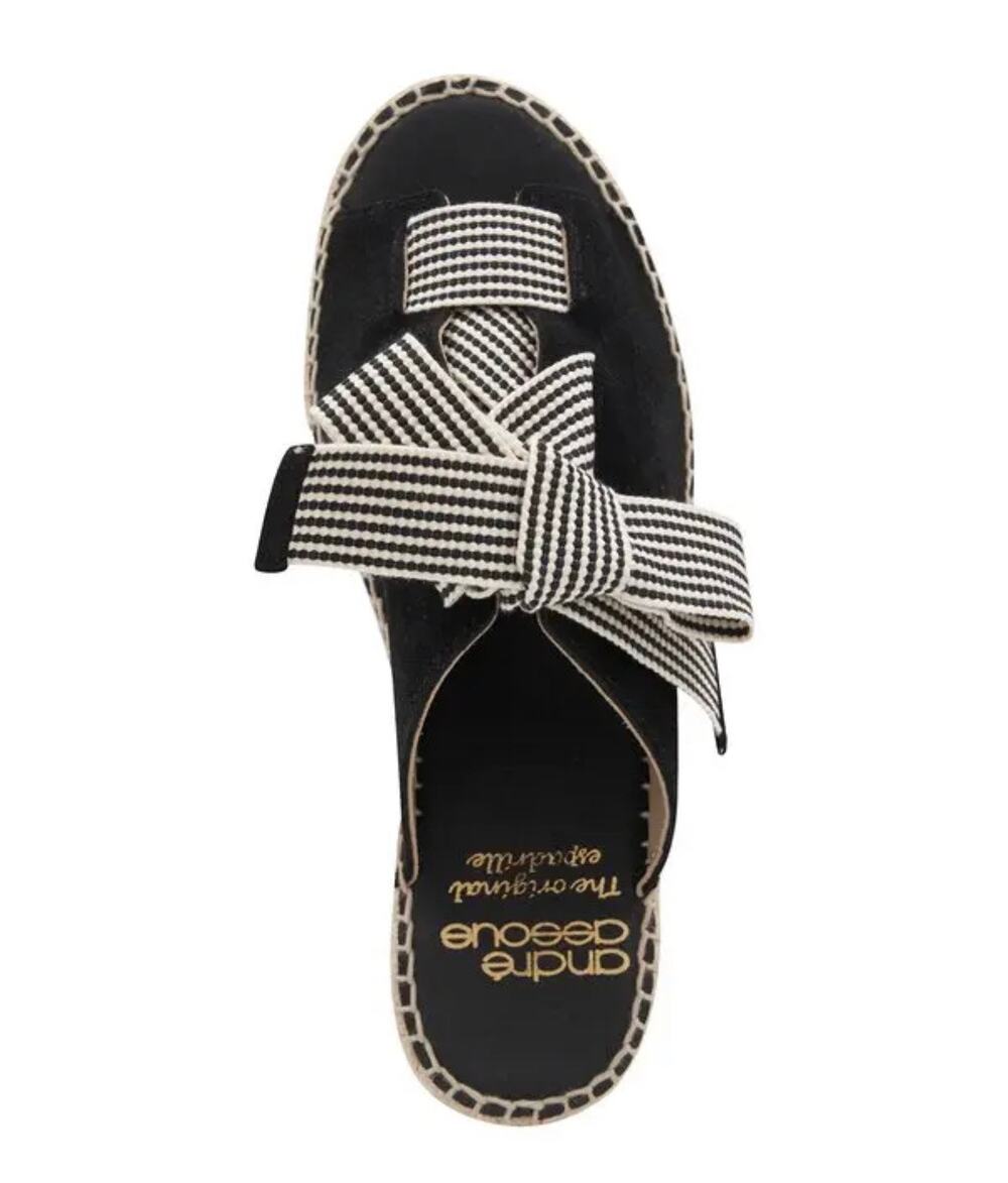 Andre Assous Women's Cape slide espadrille 39 sandals suede black cream 9US
